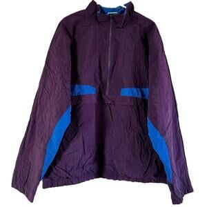 Vintage Cheetah by Mervyn's Windbreaker Half Zip Anorak Jacket Nylon Blue Large